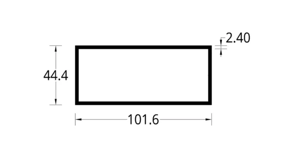 TUBULAR (4 X 1 3/4)”  (101.6 X 44.4) mm. CON ESPESOR 2.4 mm.