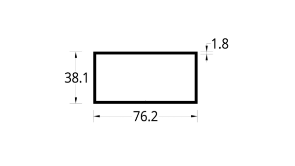 TUBULAR (3 X 1 1/2)”  (76.2 X 38.1) mm. ESPESOR 1.8 mm.