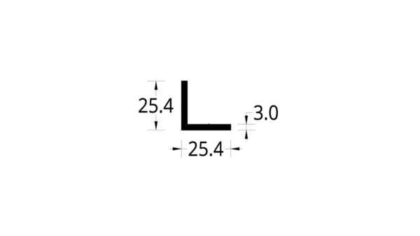 ANGULO ALUMINIO (1 X 1 X 1/8)”  (25.4 X 25.4) mm. ESPESOR 3 mm.