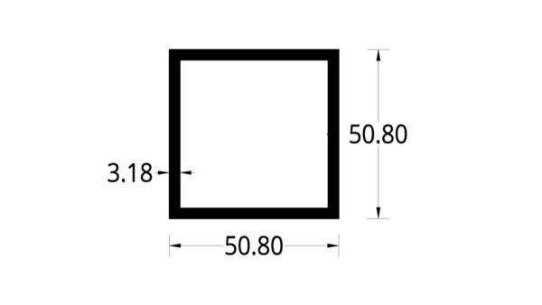 TUBULAR (2 X 2)” (50.8 X 50.8) mm. ESPESOR 3.18 mm.