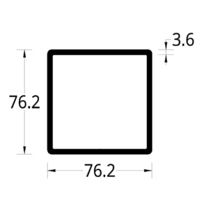TUBULAR CON ARISTAS REDONDEADAS (3 X 3)”  (76.2 X 76.2) mm. ESPESOR 3.6 mm.