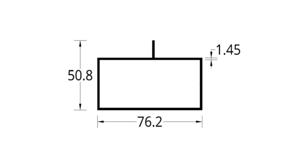 TUBULAR CON ALETA DESCENTRADA  (3 X 1 1/2)”  (72.6 X 50.8) mm. ESPESOR 1.45 mm.