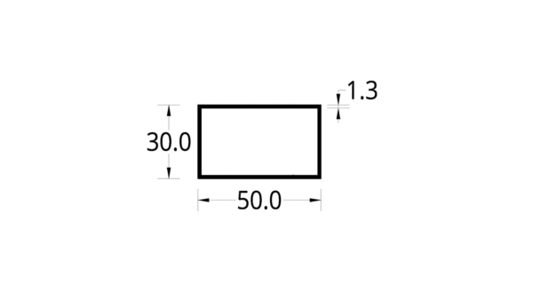 TUBULAR (2 X 1 1/4)”  (50 x 30) mm. ESPESOR 1.3 mm.