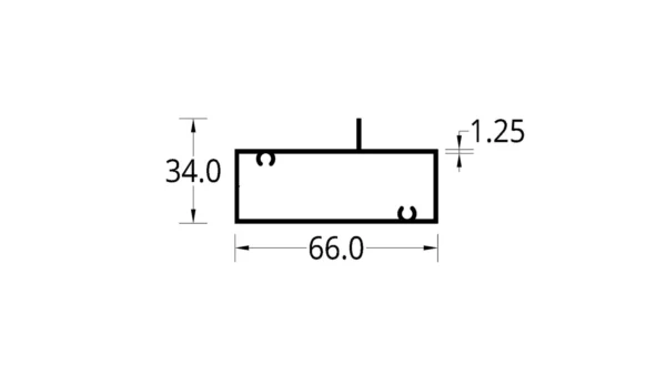 TUBULAR CON ALETA DESCENTRADA (2 5/8  X 15/16)” (66 X 34) mm. ESPESOR 1.25 mm.