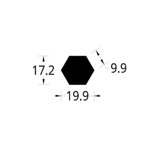 BARRA HEXAGONAL DE ALUMINIO (3/4)”  (19.9 X 17.2) mm.