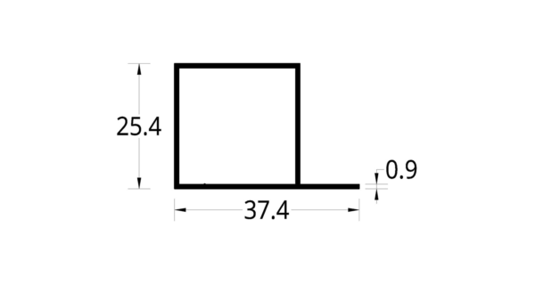 TUBULAR CON ALETA (1 X 1)”  (25.4 X 25.4) mm. ESPESOR 0.9 mm.