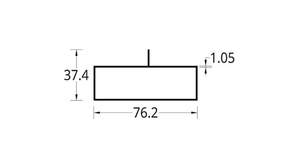 TUBULAR CON ALETA DESCENTRADA (3 X 1)”  (72.6 X 37.4) mm. ESPESOR 1.05 mm.