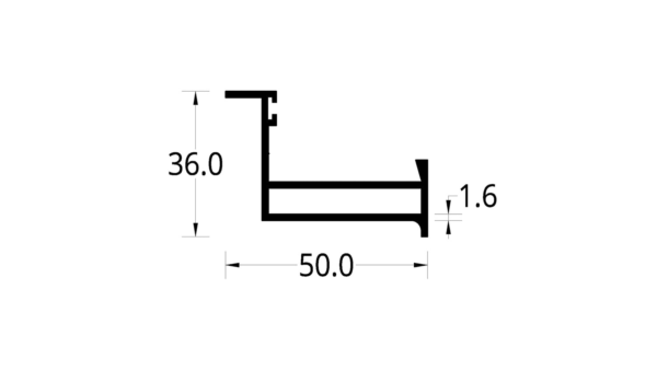 PERIMETRAL VIDRIO CON ALETA FACHADA SOLOVIT (50 X 36) mm.