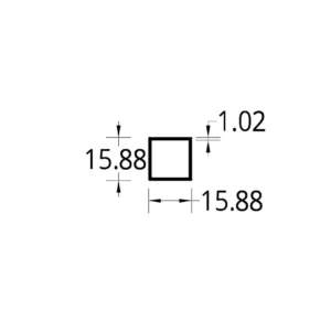 TUBULAR (5/8 X 5/8)” (15.88 X 15.88) mm. ESPESOR 1.02 mm.