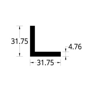 ANGULO ALUMINIO (1 1/4  X  1 1/4 X 3/16)”  (31.75 X 31.75) mm. ESPESOR  4.76 mm.