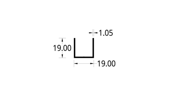 PISAVIDRIO EN “U” (19 X 19) mm. ESPESOR 1.05 mm