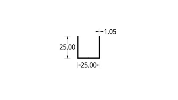 PISAVIDRIO EN “U” (25 X 25) mm. ESPESOR 1.05 mm
